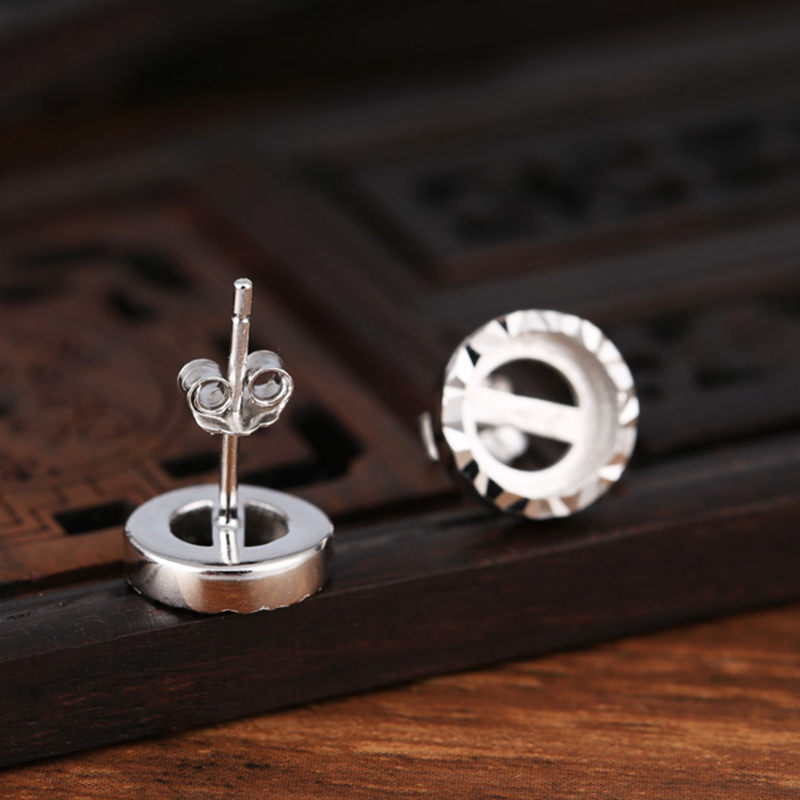 925 Sterling Silver Women Stud Earrings 4x4mm 7x7mm Round Cabochon Semi Mount Earrings Setting Wholesale