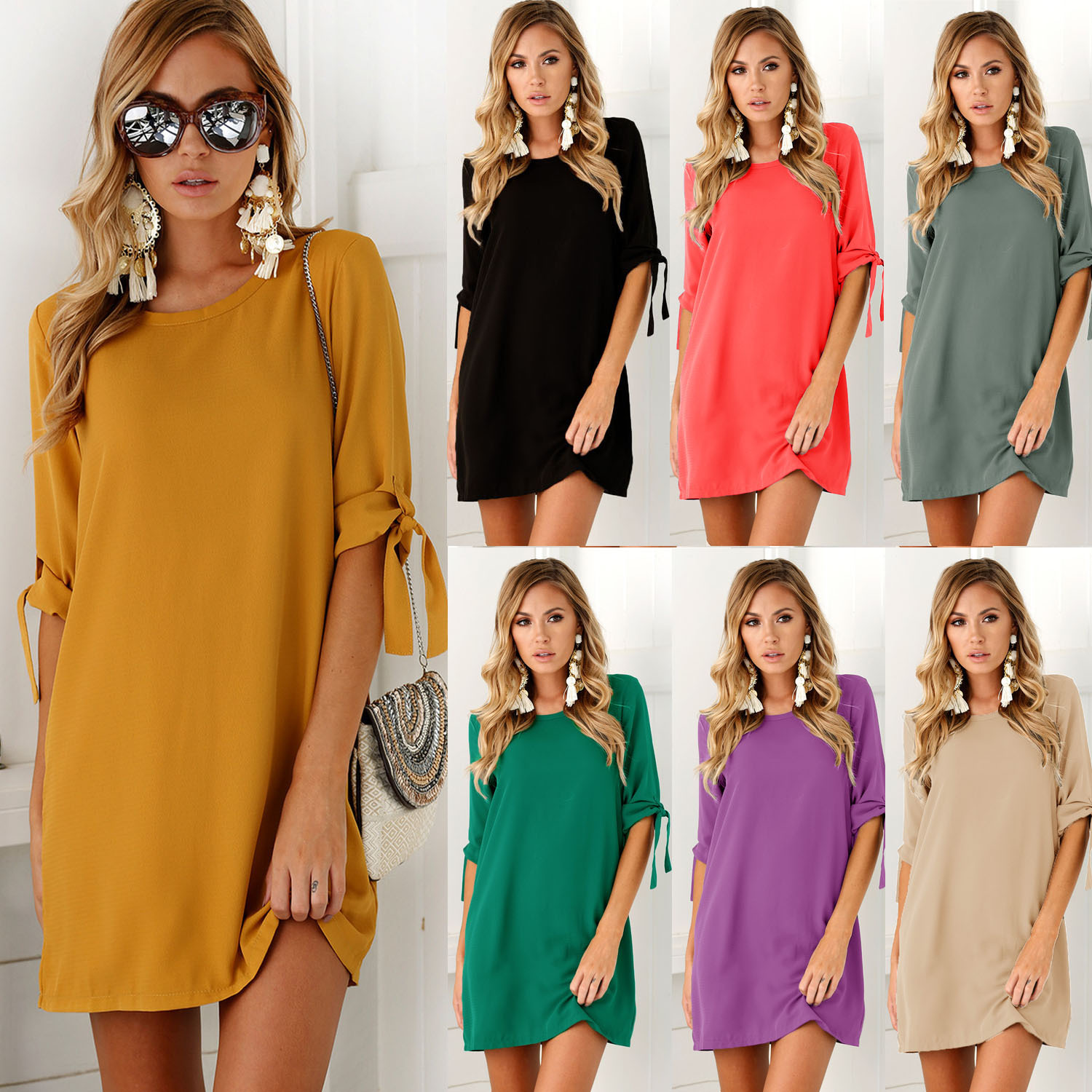 Women Dress Beam Sleeve O Neck Solid Casual Plus Size S- 3XL Summer Half Sleeve Europen American Fashion Clothes, Black
Women Dress Beam Sleeve O Neck Solid Casual Plus Size S- 3XL Summer Half Sleeve Europen American Fashion Clothes, Black