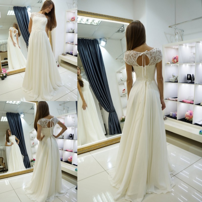 Bohemia A Line Beach Wedding Dresses Cap Sleeves Lace Appliqued Boho Bridal Gowns Sweep Train Chiffon vestido de novia, Gold
Bohemia A Line Beach Wedding Dresses Cap Sleeves Lace Appliqued Boho Bridal Gowns Sweep Train Chiffon vestido de novia, Gold