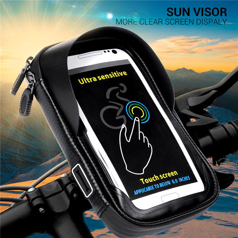 TURATA Phone Holder Universal Bike Mobile Support Stand Waterproof Bag For iPhone X 8 Plus S8 V20 GPS Bicycle Moto Handlebar Bag C