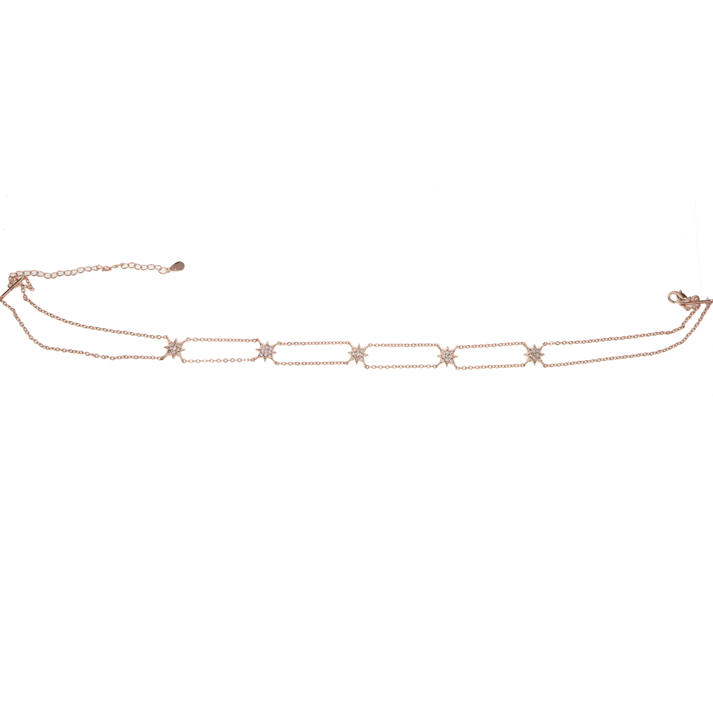 double chain starburst northstar choker necklace for women 2018 Christmas gift elegance high quality cz chocker chains