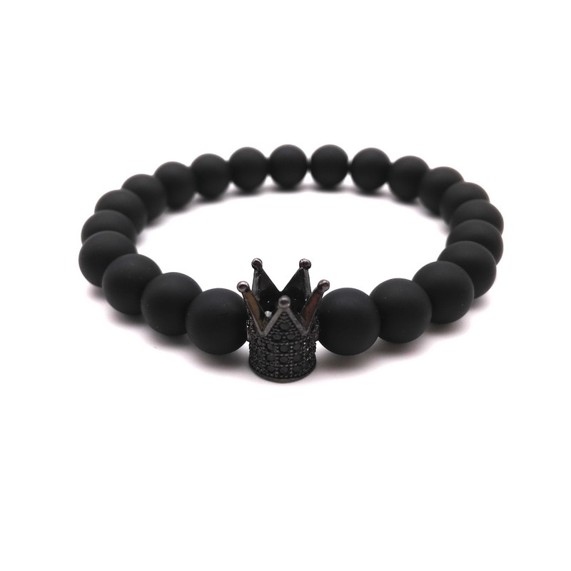 Micro Pave Black CZ Zirconia King Crown Charm Bracelet Men Tiger Eye Stone Matte Stone Bead Bracelet
Micro Pave Black CZ Zirconia King Crown Charm Bracelet Men Tiger Eye Stone Matte Stone Bead Bracelet