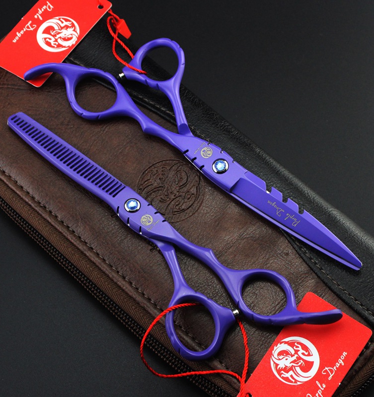 purple dragon red/purple/white/ Black lacquer 5.5 inch/6.0 inch hair cutting/thinning scissors6CR scissors S2563