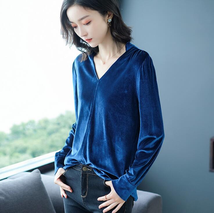 Women V-Neck Office Clothing Blusas Femininas Tops Female Elegant Casual Long Sleeve Blouse, Blue
Women V-Neck Office Clothing Blusas Femininas Tops Female Elegant Casual Long Sleeve Blouse, Blue