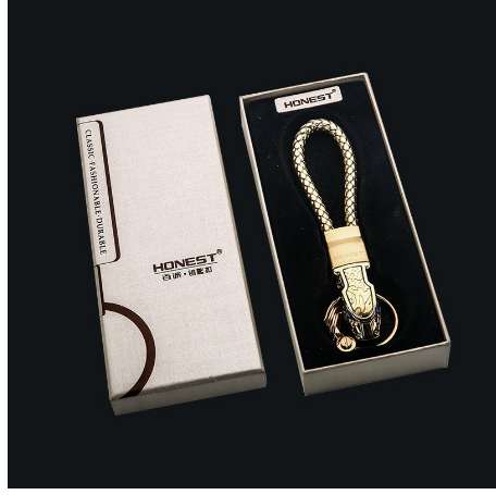 Brand HONEST High Grade Men Key Chain Keychains Rhinestones Car Key Ring Holder Jewelry Bag Pendant Gift Genuine Leather Rope