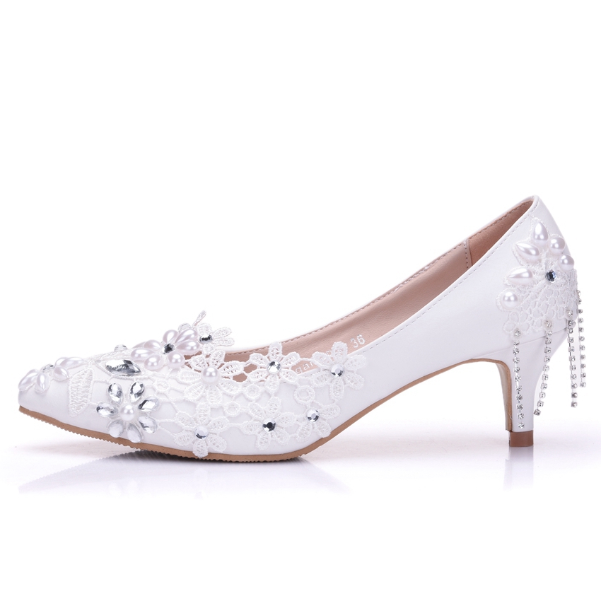 New Fashionl White Crystal pointed toe shoes for women 5cm heels Lace Flowers wedding shoes thick heels Elegant Plus Size, Black
New Fashionl White Crystal pointed toe shoes for women 5cm heels Lace Flowers wedding shoes thick heels Elegant Plus Size, Black