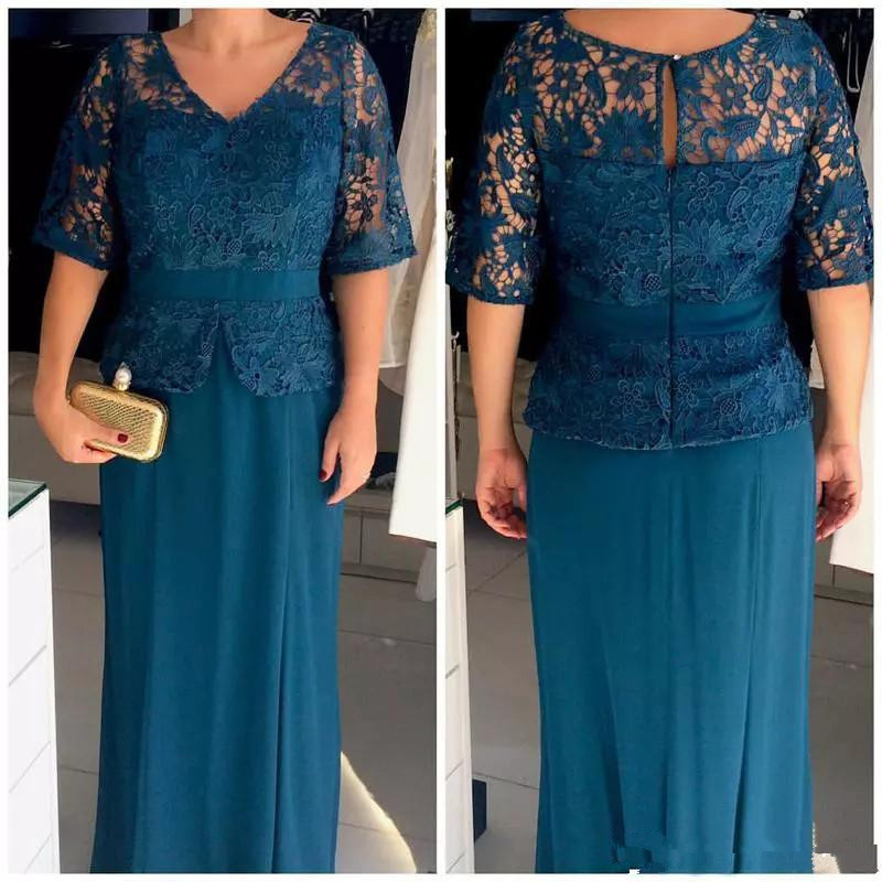 2019 Elegant Chiffon Plus Size Lace Mother Of The Bride Dresses Turquoise Half Sleeve V-Neck Women Formal Dresses women Groom Evening Wear
2019 Elegant Chiffon Plus Size Lace Mother Of The Bride Dresses Turquoise Half Sleeve V-Neck Women Formal Dresses women Groom Evening Wear