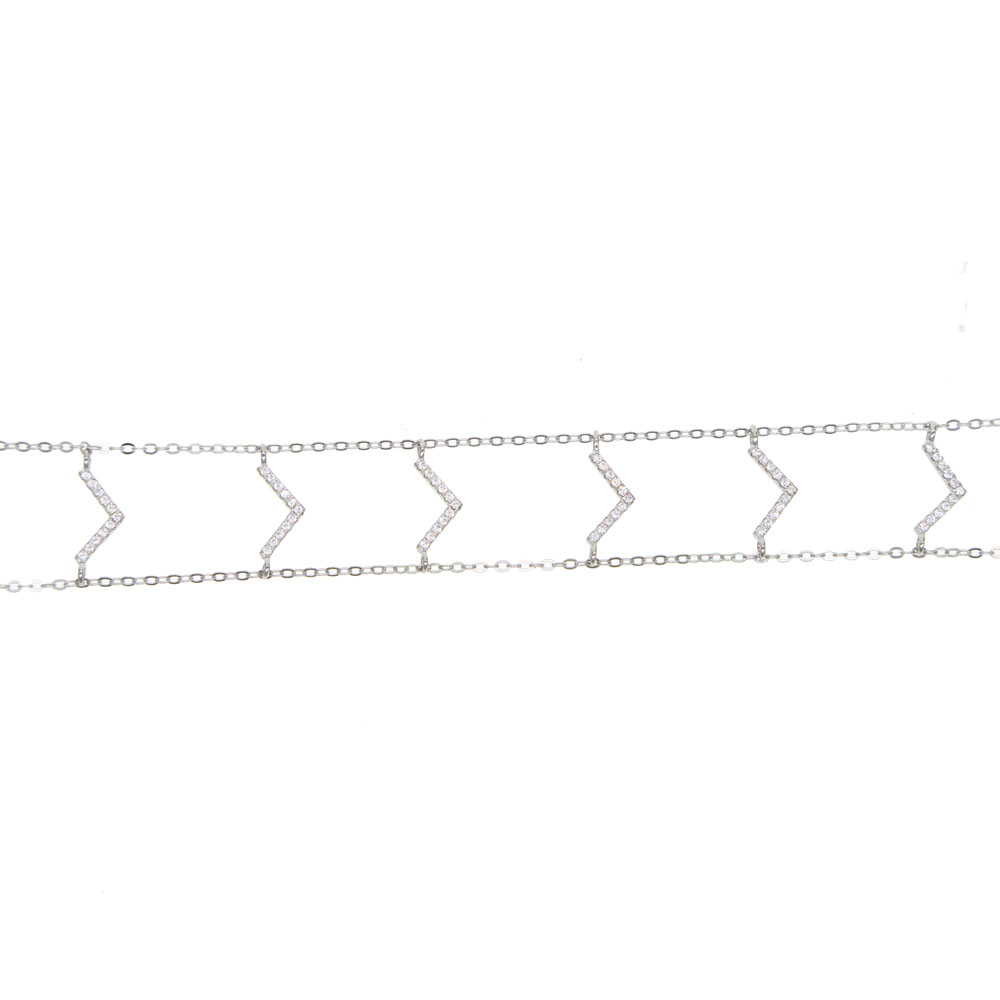 CZ v Charm double chain choker chevron women 925 sterling silver fashion collarbone chocker necklace