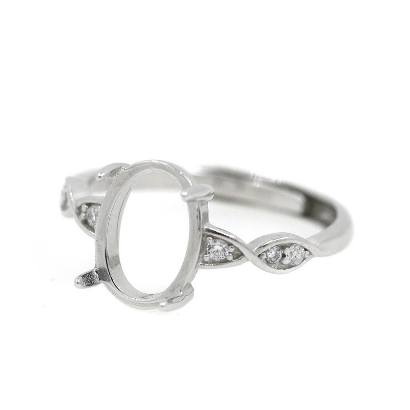 925 Sterling Silver Engagement Wedding Anniversary Women Ring 6x8mm Oval Cabochon Semi Mount Ring Setting DIY Stone