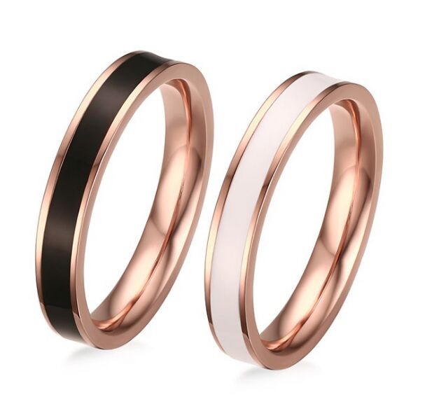 Wedding Ring 3.5mm Rose Gold Stainless Steel wedding Ring with Black/White Enamel for men and women size 5-8 Hot sale in USA and Europe
Wedding Ring 3.5mm Rose Gold Stainless Steel wedding Ring with Black/White Enamel for men and women size 5-8 Hot sale in USA and Europe