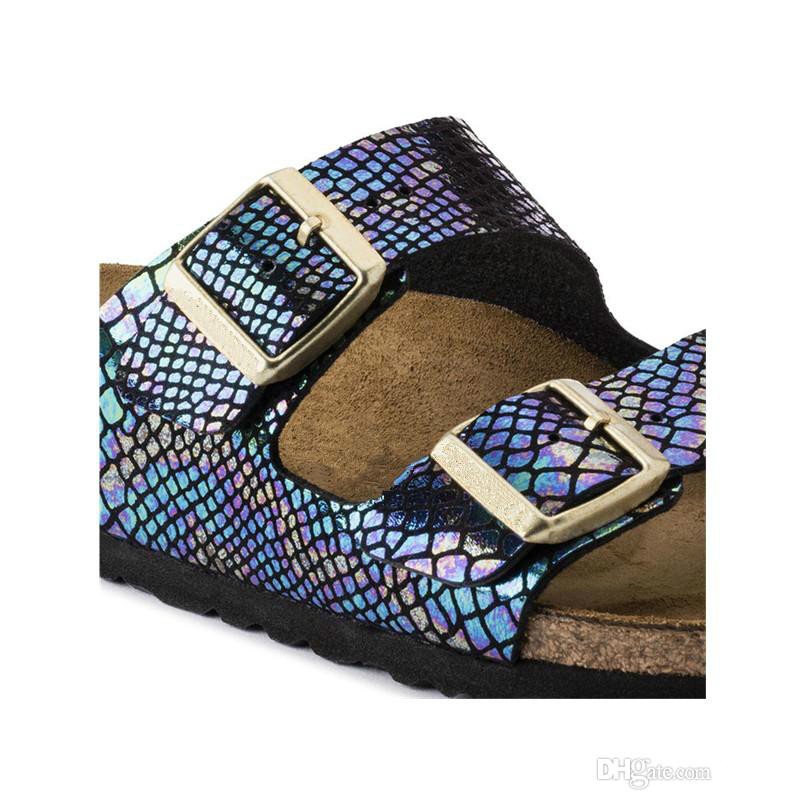 Brand Arizona Flat Sandals Women Casual Shoes Male Buckle Summer Beach Top Quality Genuine Leather Slippers With Orignal Box