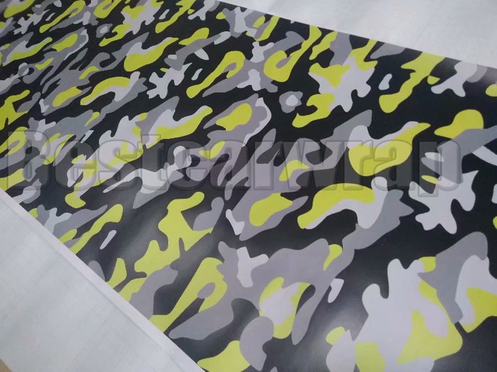 Yellow Jumbo Camo VINYL Wrap Full Car Wrap Camouflage graphic sign Stickers with air free / size For BMW / HONDA etc. 1.52 x 30m/Roll 5x98ft