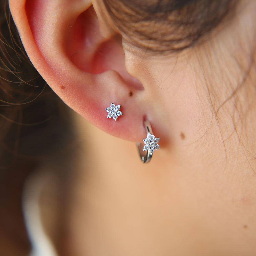 Sterg Sier Rhodium Gold wer Earrings: Dainty Delicate Elegance for Women & Girls