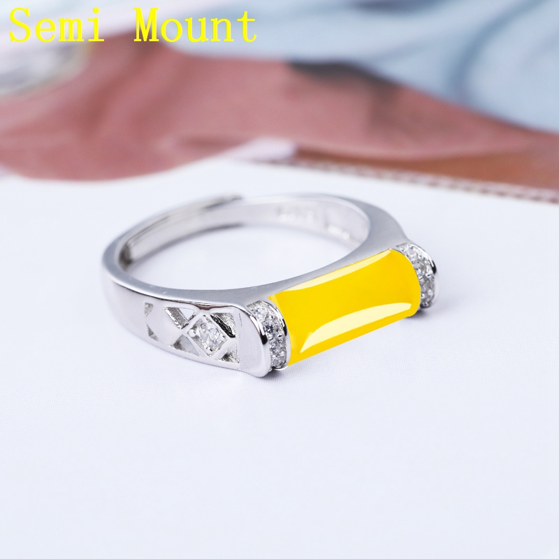 925 Sterling Silver 5x10mm Princess Cabochon Semi Mount Ring for Women Crystal Fine Jewelry Setting DIY Stone