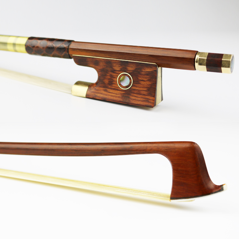 NEW 4/4 Size Pernambuco Violin Bow Snakewood Frog Natural Mongolian hair Violin Parts Accessories Free Shipping
