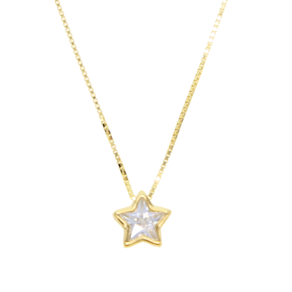 100% real 925 sterling silver star heart shape pendant necklace with silver gold box chain necklace for wedding jewerlry