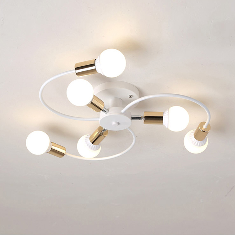 Nordic-inspired LED ceiling lamp for modern bedrooms and dining rooms, featuring a simple iron flush mount design