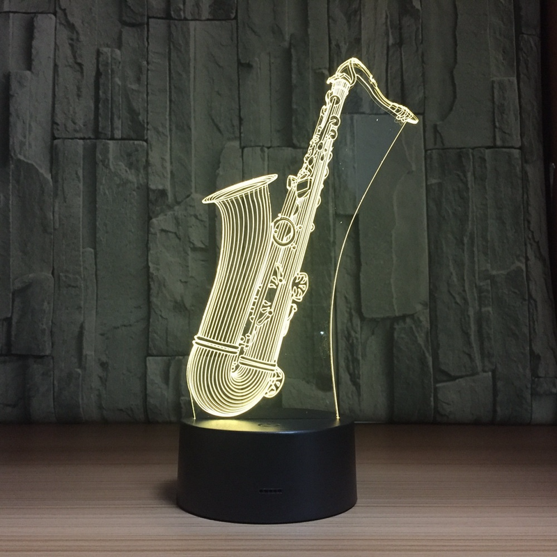 2018 New LED Night Light Saxophone USB 3D Lamp 7 Colors Touch Sensor 3D Bedroom Lights Atmosphere Decoration Gift
