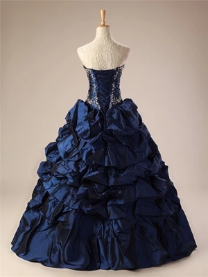 In Stock 2018 Fashion Appliques Taffeta Ball Gown Quinceanera Dress with Sequines Lace-Up Sweet 16 Dress Vestido Debutante Gowns BQ136