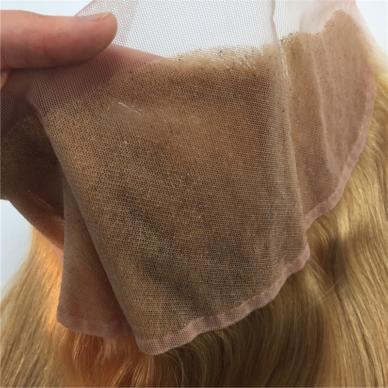 13x4 Ear To Ear Lace Frontal Closure Ombre Blonde 1B #27 Dark Root Human Virgin Hair Straight Lace Frontal Bleached Knots Free Part