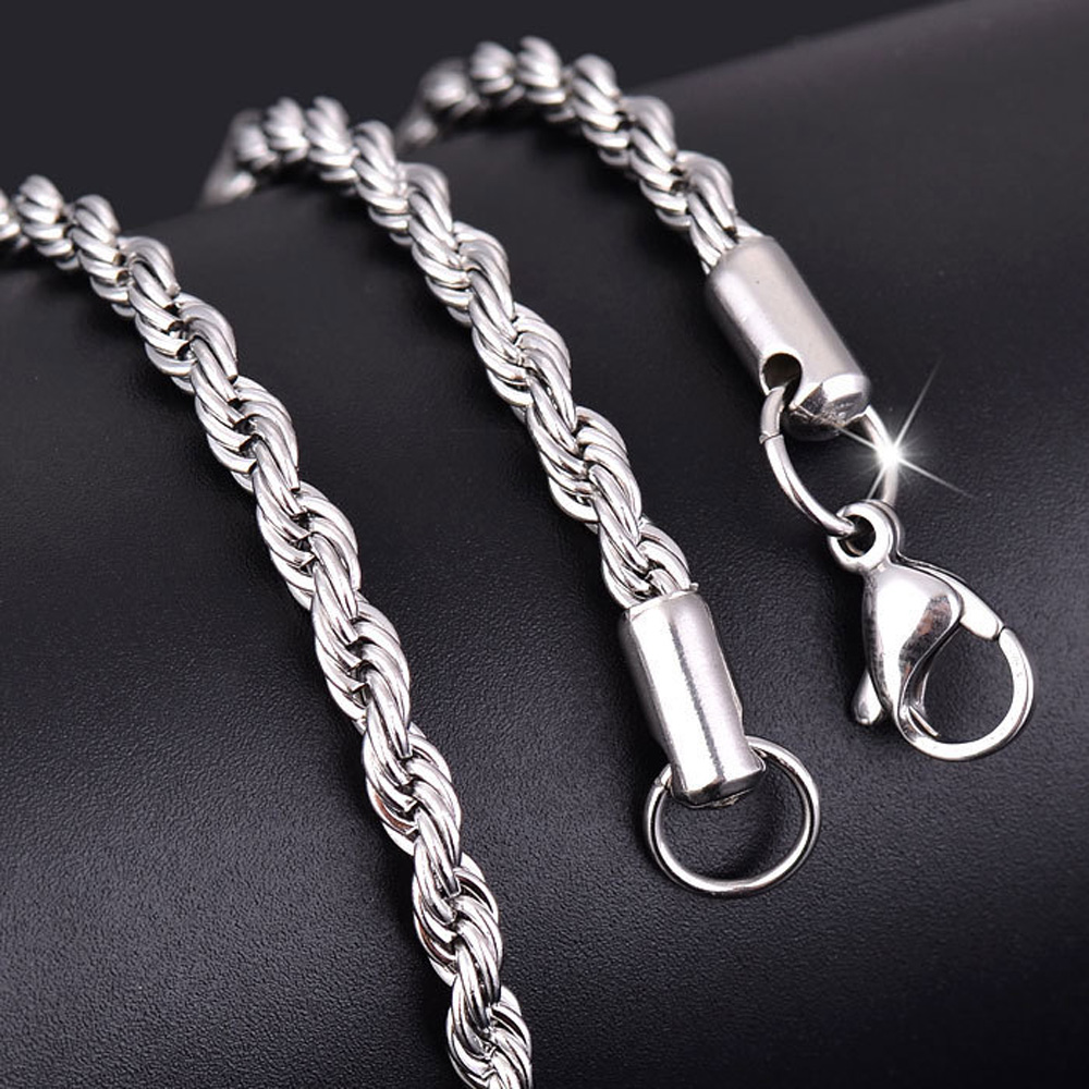 Titanium Steel Rope Twisted Chains Necklace Stainless Steel Jewelry Accessories for Men Women