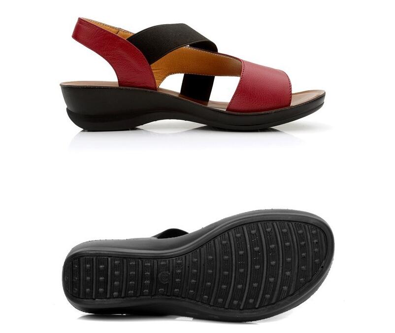 new Summer Fashion Sandals Genuine Leather Comfortable Slipper Flops Shoes Open Toe Women Cowhide Wedges Women's Sandals 34-40