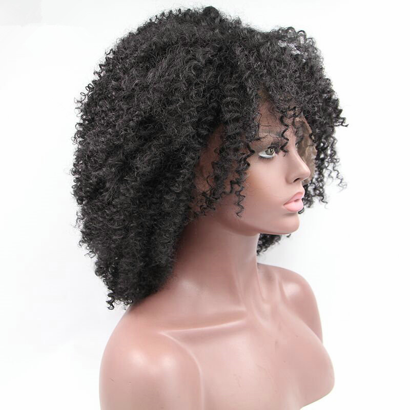 Hotselling short curly wigs for black women Afro Curly wigs Heat Resistant Japanese Fiber Black Synthetic Lace Front Wig with Bangs