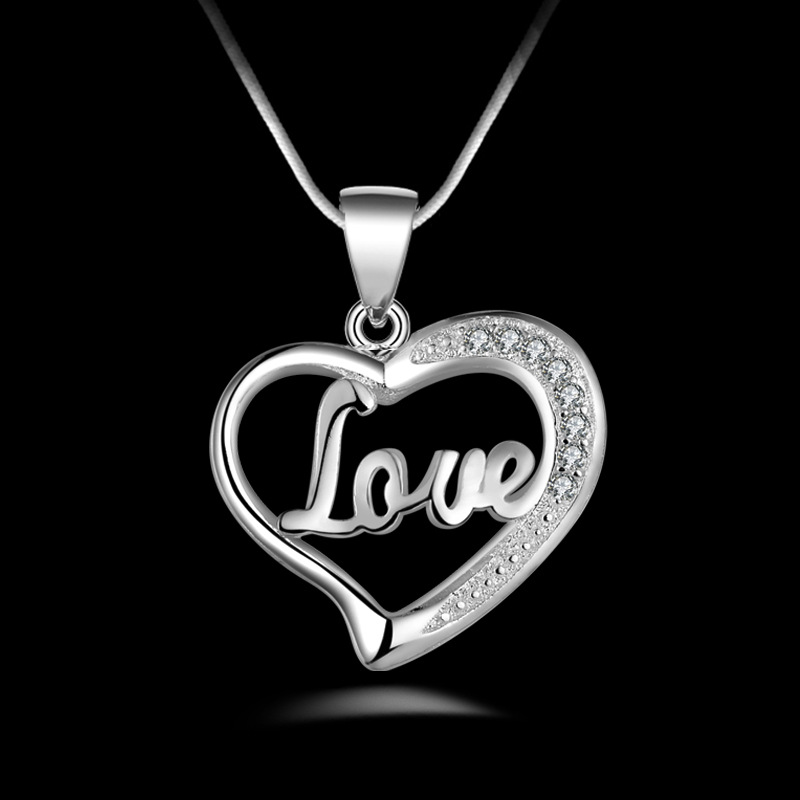 Silver Jewelry Pendant Fine LOVE heart-shaped clavicle chain 925 jewelry silver plated Necklace Pendants Fashion gift necklace Top Quality