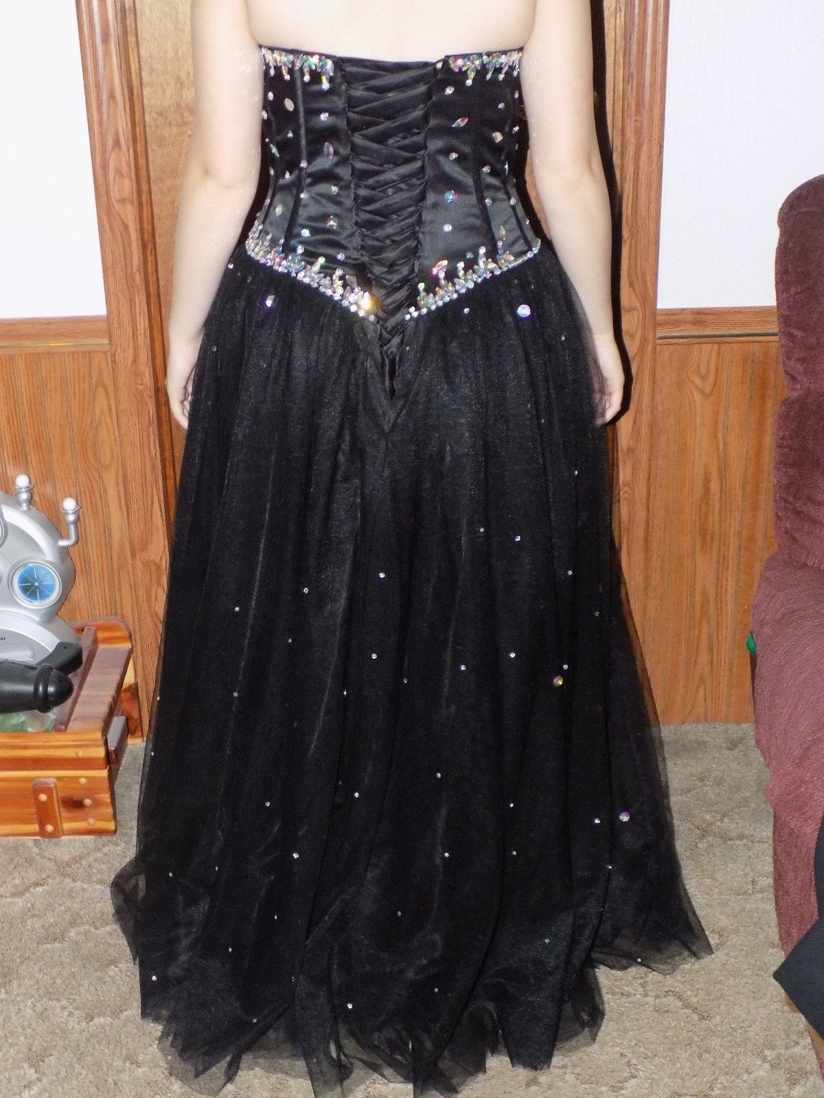 Black Puffy Ball Gown Quinceanera Dresses Crystals For 15 Years Sweet 16 Plus Size Pageant Prom Party Gown QC1070