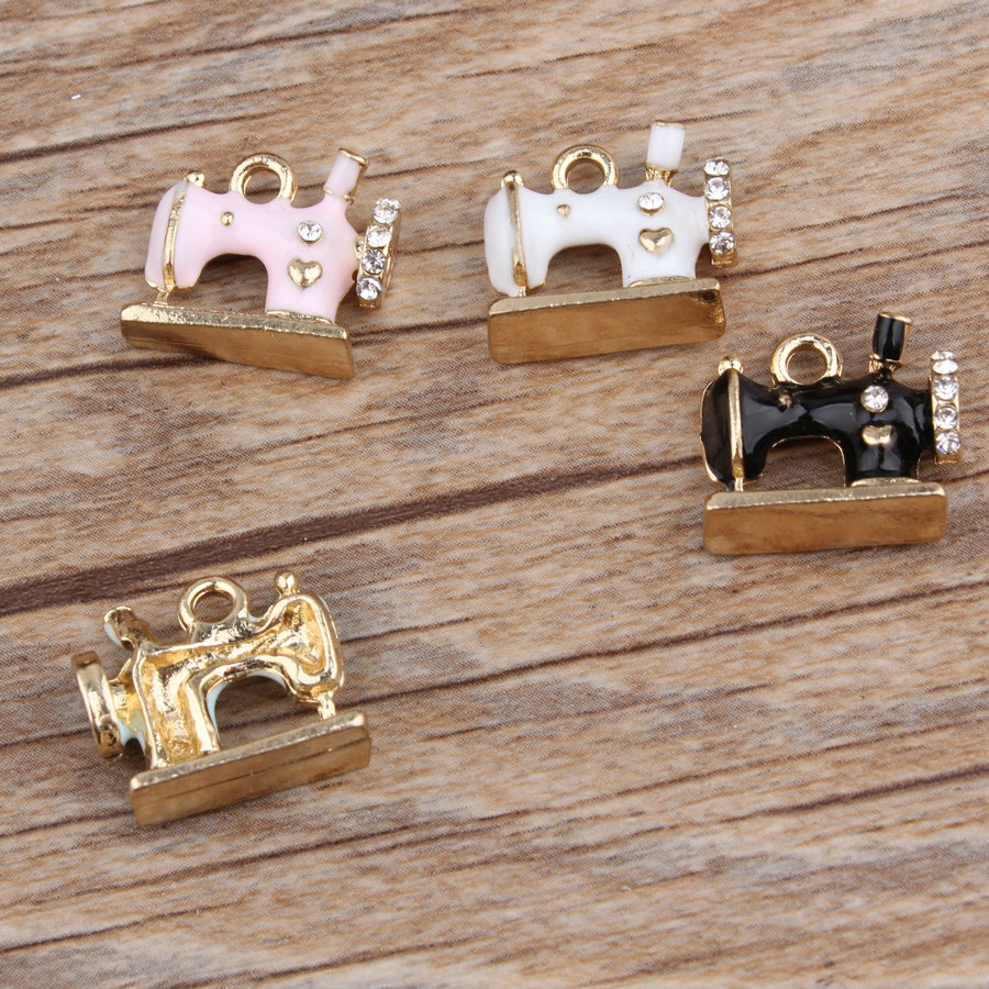 50PCSLot Fashion Jewelry Sewing Machines With Rhinestone Oil Drop Pendant Fit For Bracelet DIY Fashion Jewelry Accessories