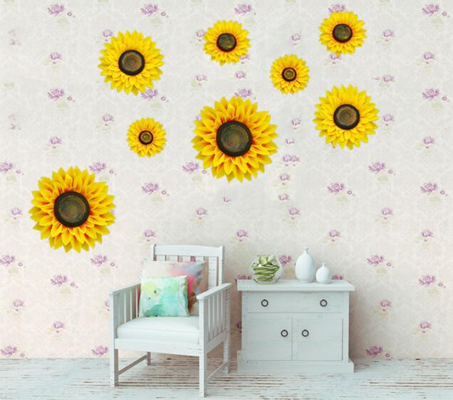 3D Artificial Sunflower Wall Stickers Cloth Sunflower For Wedding Home Party Decoration Craft Flowers Baby Shower Decoration