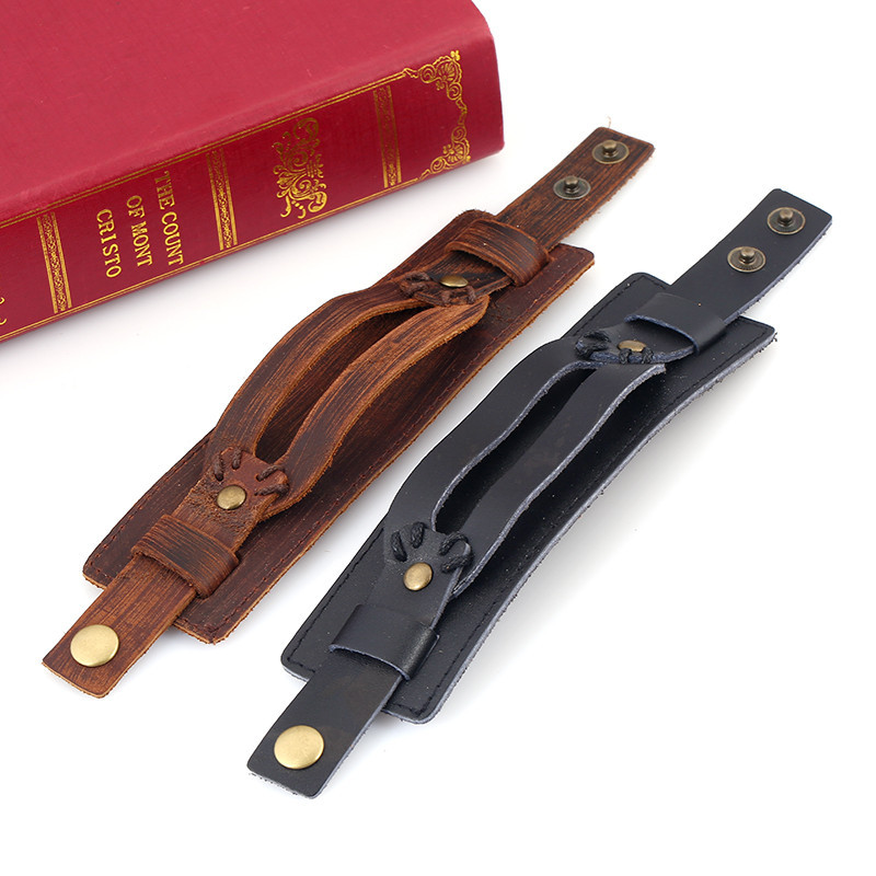 Matching Snaps Leather Cuff Bracelet Blanks Black Brown Punk Thick Wide Strap Punk Rock Gothic Wristband for Men Adjustable Jewelry Gifts Accessories 