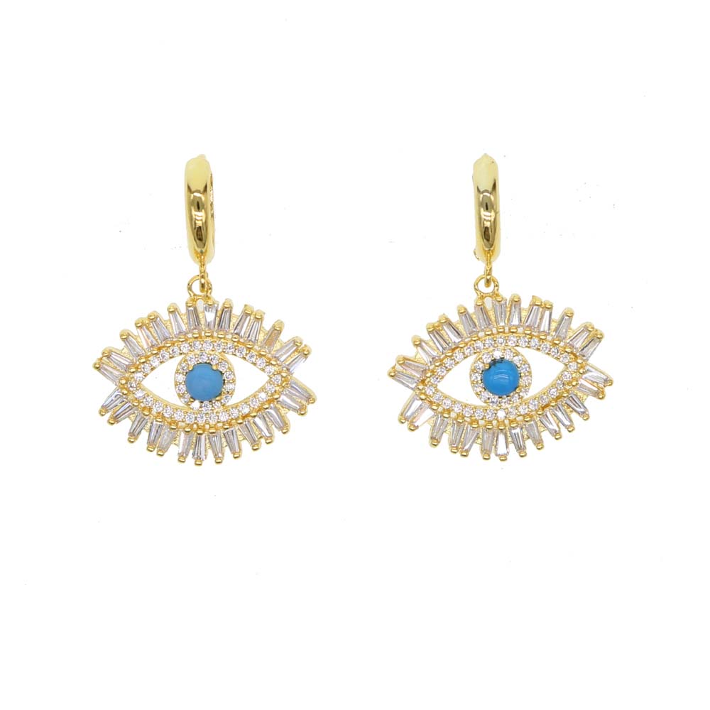 turkish evil eye dangle earring for women lady lucky design jewelry paved cz turquoise stone high quality fashion jewelry