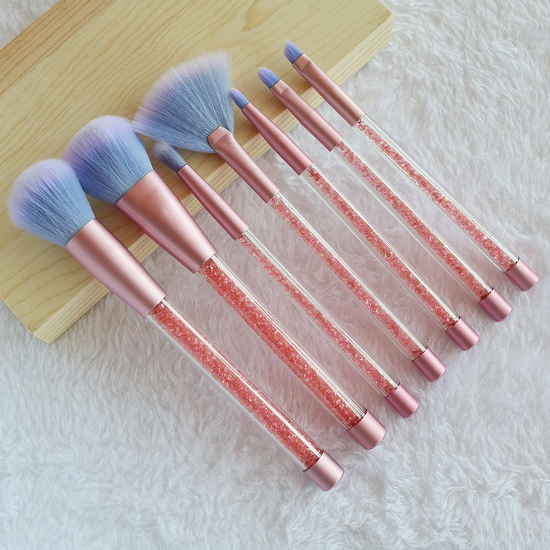 Professional Makeup brushes 7pcs set crystal liquid quicksand handle / crystal diamond handle makeup tools with PVC bag drop shipping