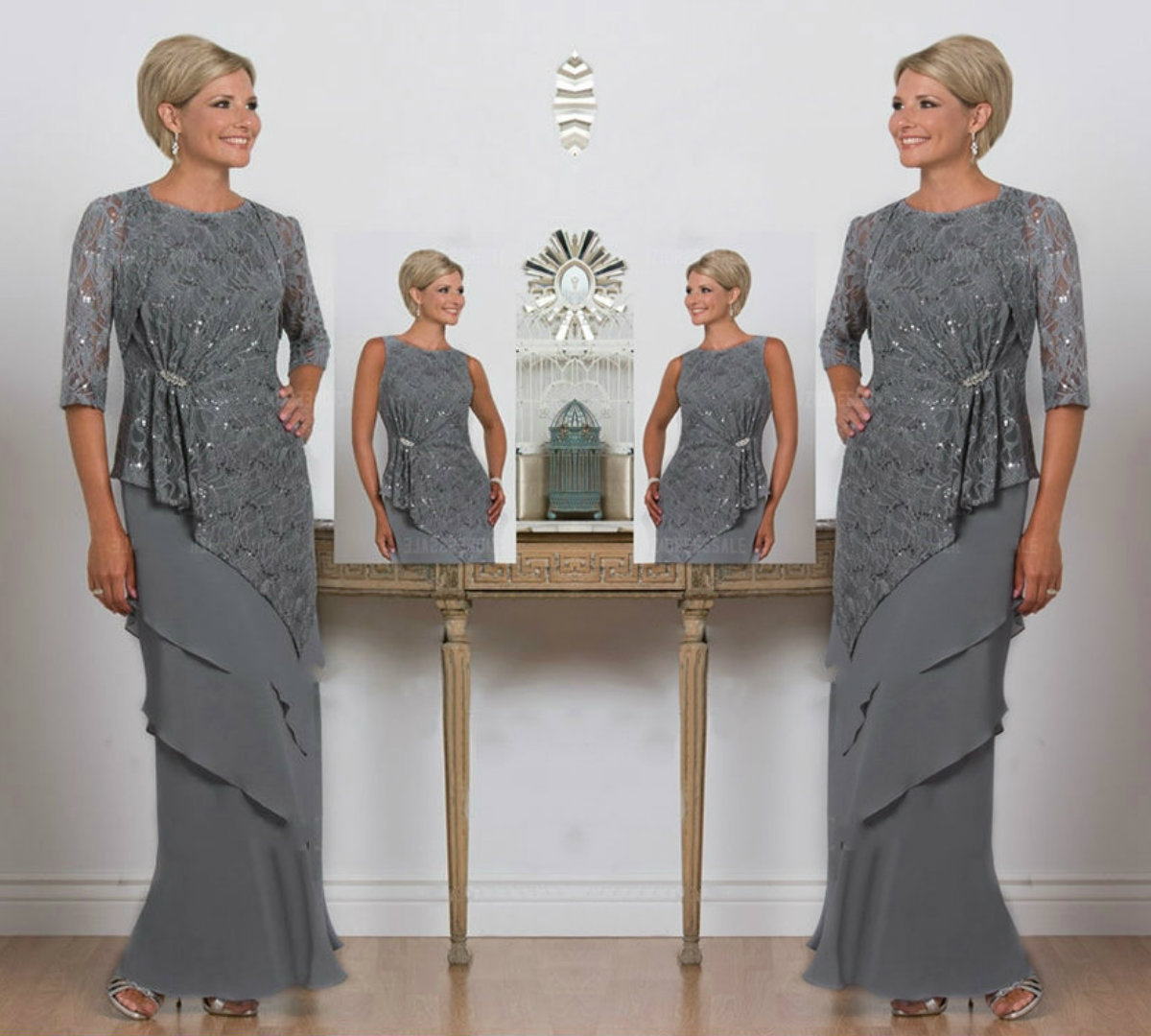 Grey Mother Of The Bride Dresses Long Lace Sequined Ankle Length Half Long Sleeves Mother's Gowns Wedding Guest Dress Plus Size Dress Party
Grey Mother Of The Bride Dresses Long Lace Sequined Ankle Length Half Long Sleeves Mother's Gowns Wedding Guest Dress Plus Size Dress Party