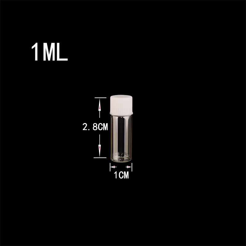 1ml Glass Bottles Vials White Plastic Cap Empty Tiny Transparent Glass Bottle Jars Screw cap 10*28*6mm Wholesale 100pcs