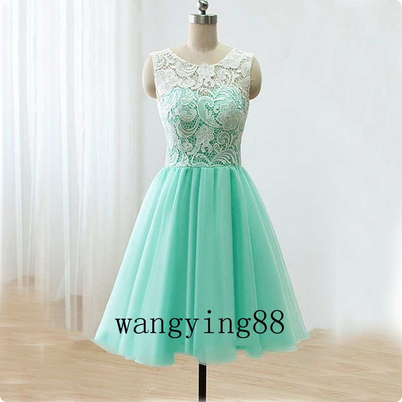 

Short Mint Green Homecoming Dresses 2018 Real Pictures Knee Length Back to School Black Girls Cute 8th Grade Graduation Party, Water melon