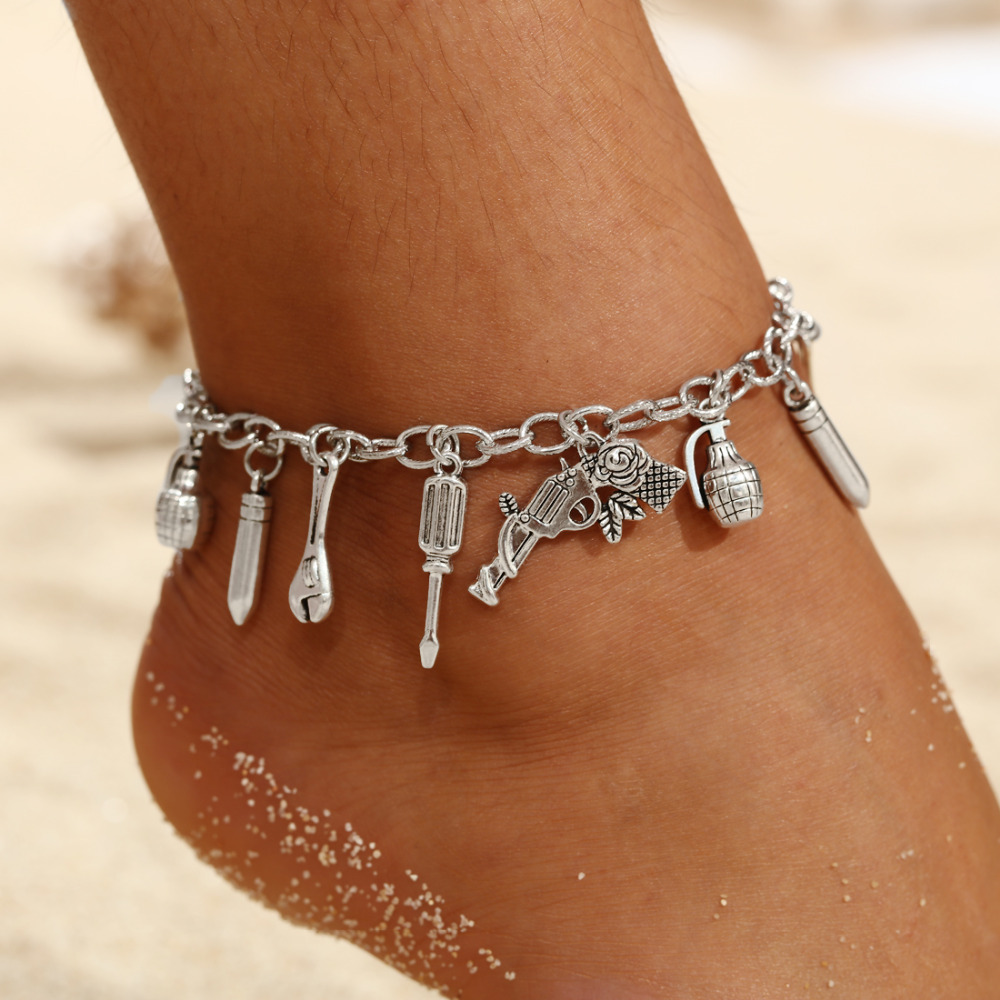 2018 Women Anklets Simple Silver Skull Shell Pendant Barefoot Crochet Sandals Foot Jewelry Summer Foot Legs Bracelet Anklets