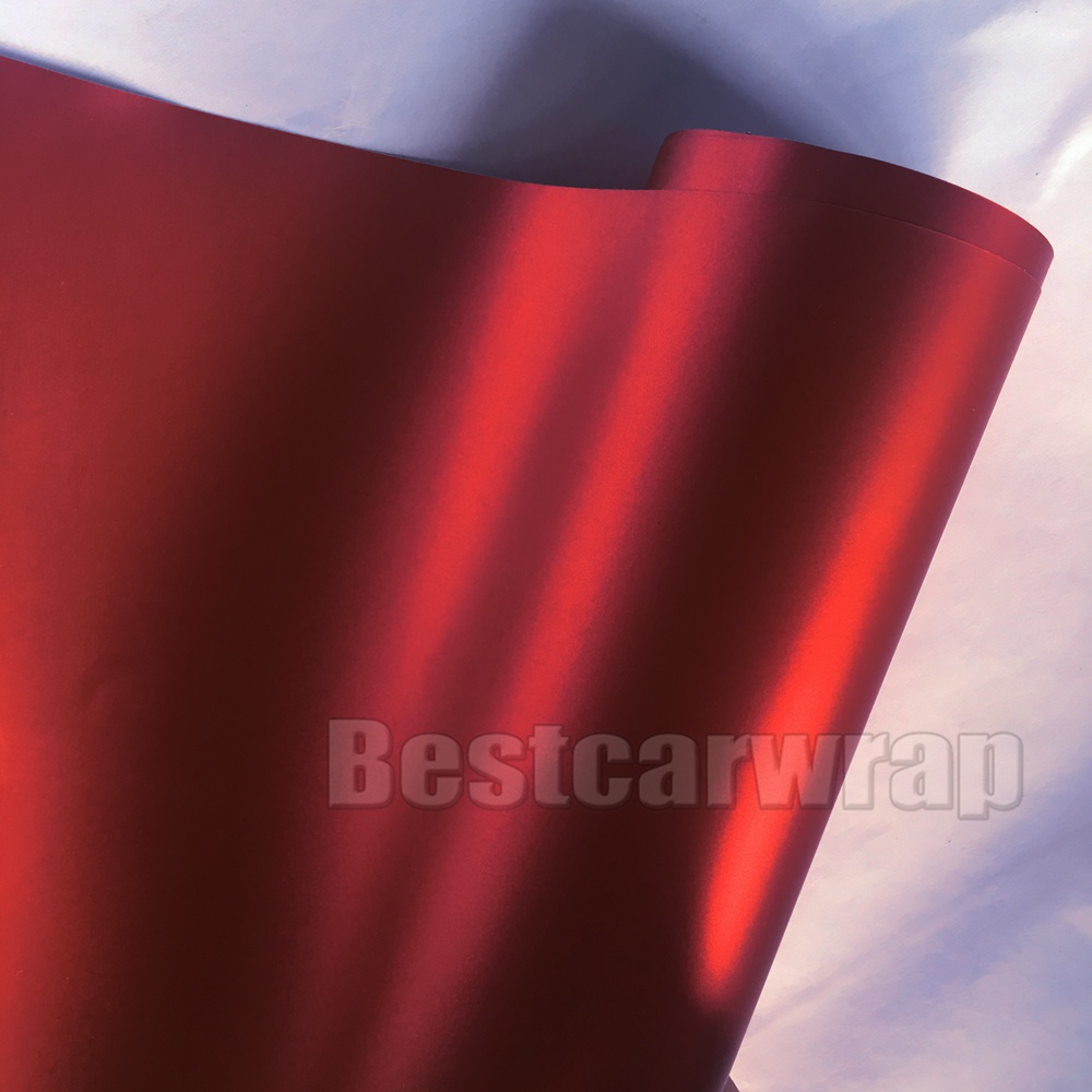 Premium Red Satin Chrome Vinyl Wrap paper sticker for Car Wrap with Air Bubble Free size1.52x20m/Roll 5x67ft