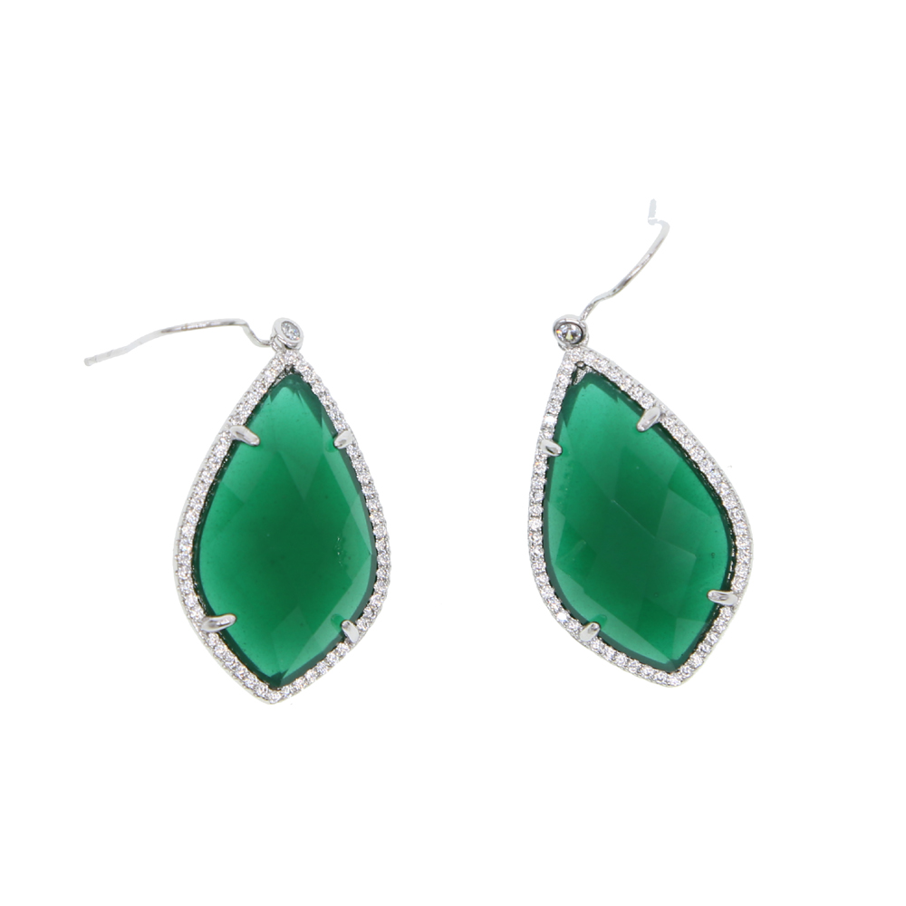 big emerald gemstone dangle earring for women european modern big stone ear wire geometric shaped stone dangle earring