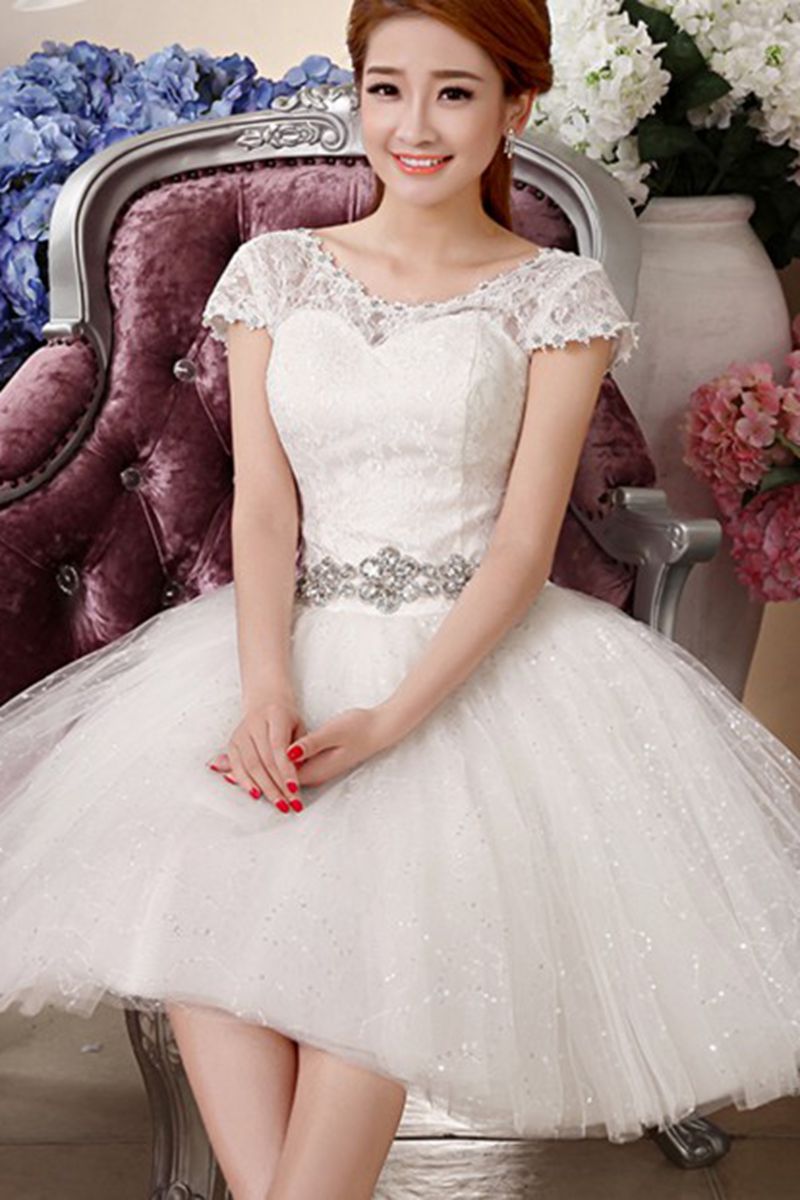 2018 Fashion Short Bride Gowns Crystal Bridal Dresses Plus Size vestido de noiva