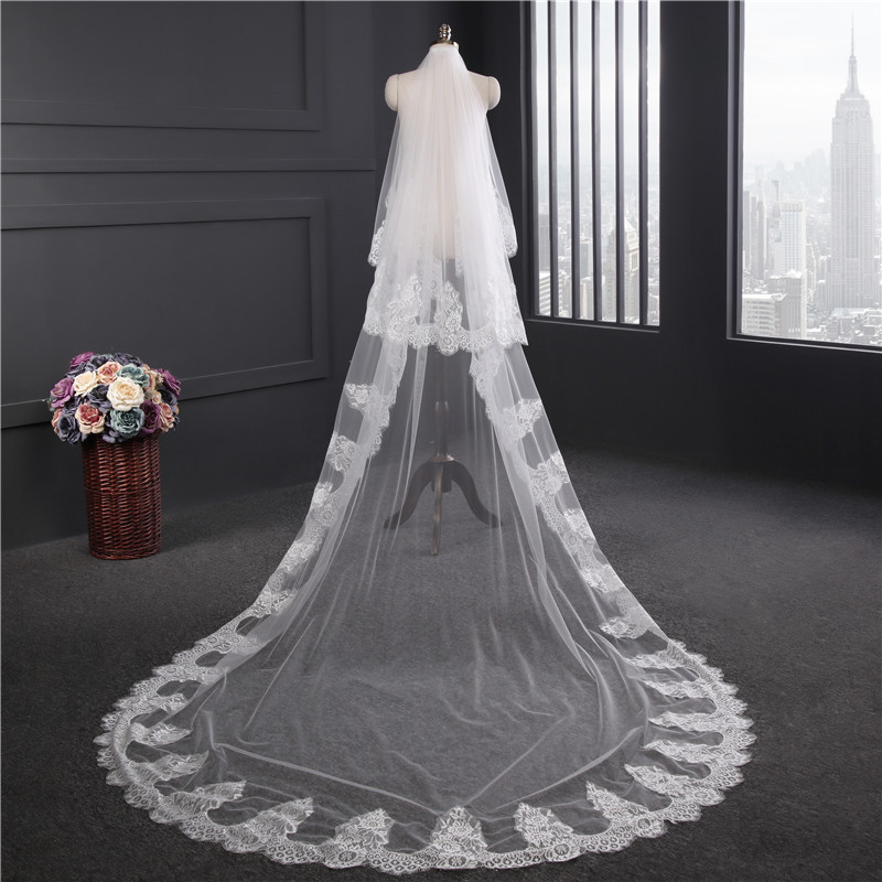 2018 New High Quality Long White Ivory Wedding Veil Appliques Lace Beaded Bridal Veils Bride Wedding Accessories For Wedding Dresses QC1213
2018 New High Quality Long White Ivory Wedding Veil Appliques Lace Beaded Bridal Veils Bride Wedding Accessories For Wedding Dresses QC1213