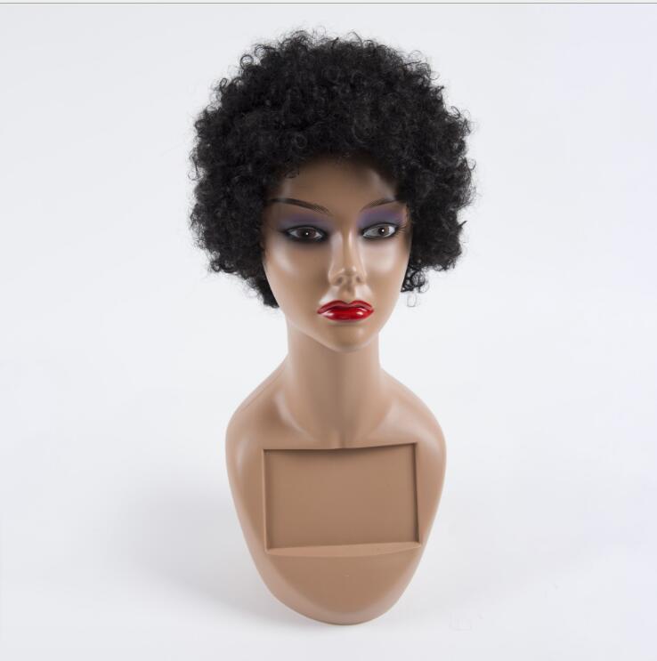 Brazilian Kinky curly Human Hair Wigs Short Bob Wigs Natural Black #1B full afro curly wig 6 Inch For Women