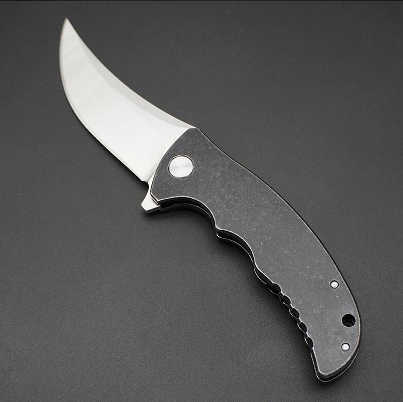 1Pcs Ball Bearing Fast Open Flipper Folding Knife D2 Satin Scimitar Blade Black Stone Wash Stainless Steel Handle EDC Tools
1Pcs Ball Bearing Fast Open Flipper Folding Knife D2 Satin Scimitar Blade Black Stone Wash Stainless Steel Handle EDC Tools