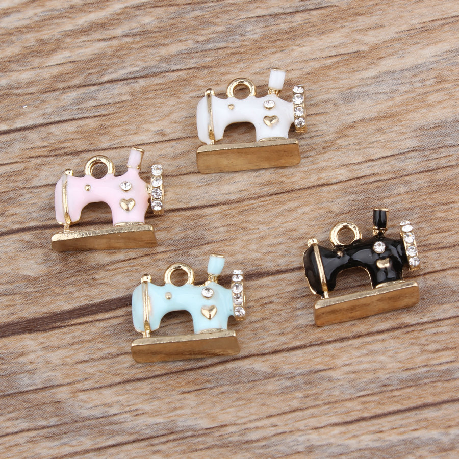50PCSLot Fashion Jewelry Sewing Machines With Rhinestone Oil Drop Pendant Fit For Bracelet DIY Fashion Jewelry Accessories