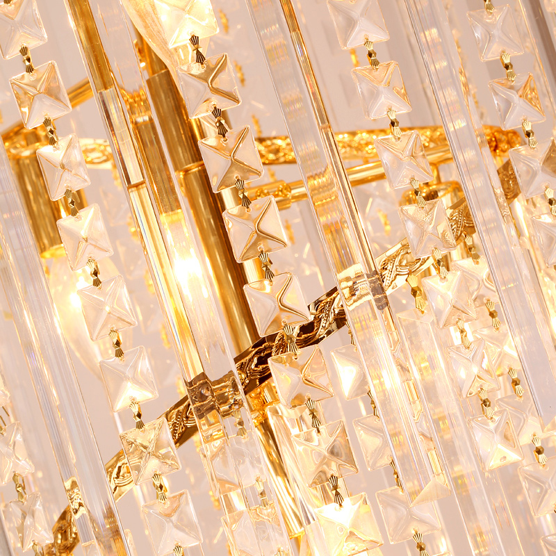 American Modern Crystal Chandelier LED Big Long Golden Chandeliers Lights Fixture European Lotus Flower Hotel Home Indoor Lighting
