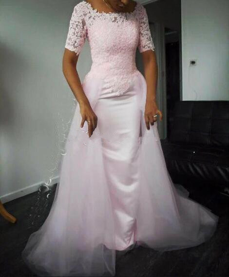Elegant Applique Lace Mermaid Evening Dresses Blush Pink EveningGowns With Short Sleeves Prom Party Dress Custom Made, Ivory
Elegant Applique Lace Mermaid Evening Dresses Blush Pink EveningGowns With Short Sleeves Prom Party Dress Custom Made, Ivory