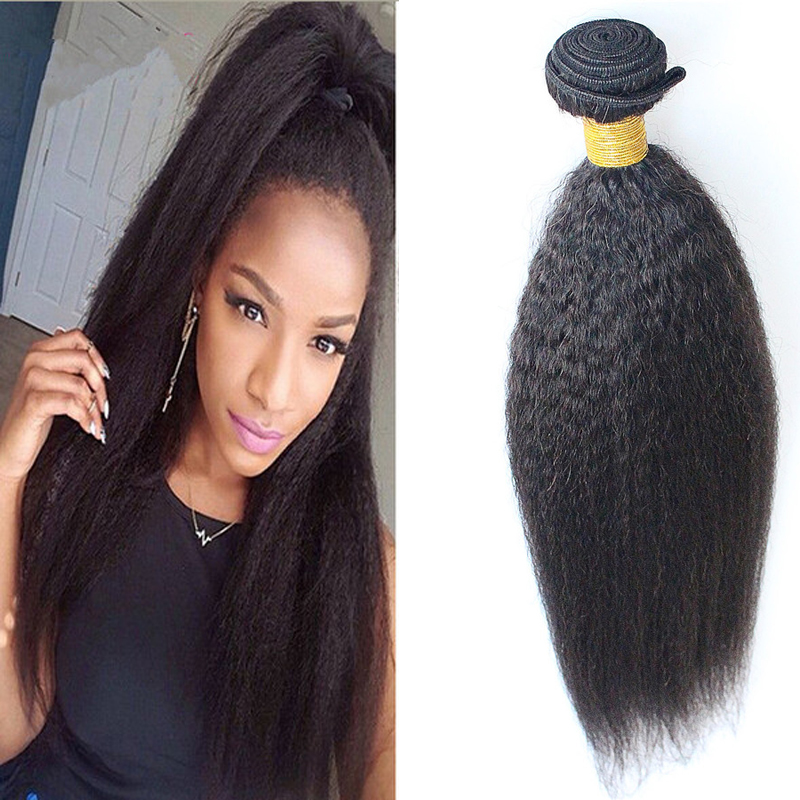 Coarse Yaki Kinky Straight Brazilian Hair Weave Bundle 100g Human Hair Bundles Yaki Straight10"-26" Non Remy Hair