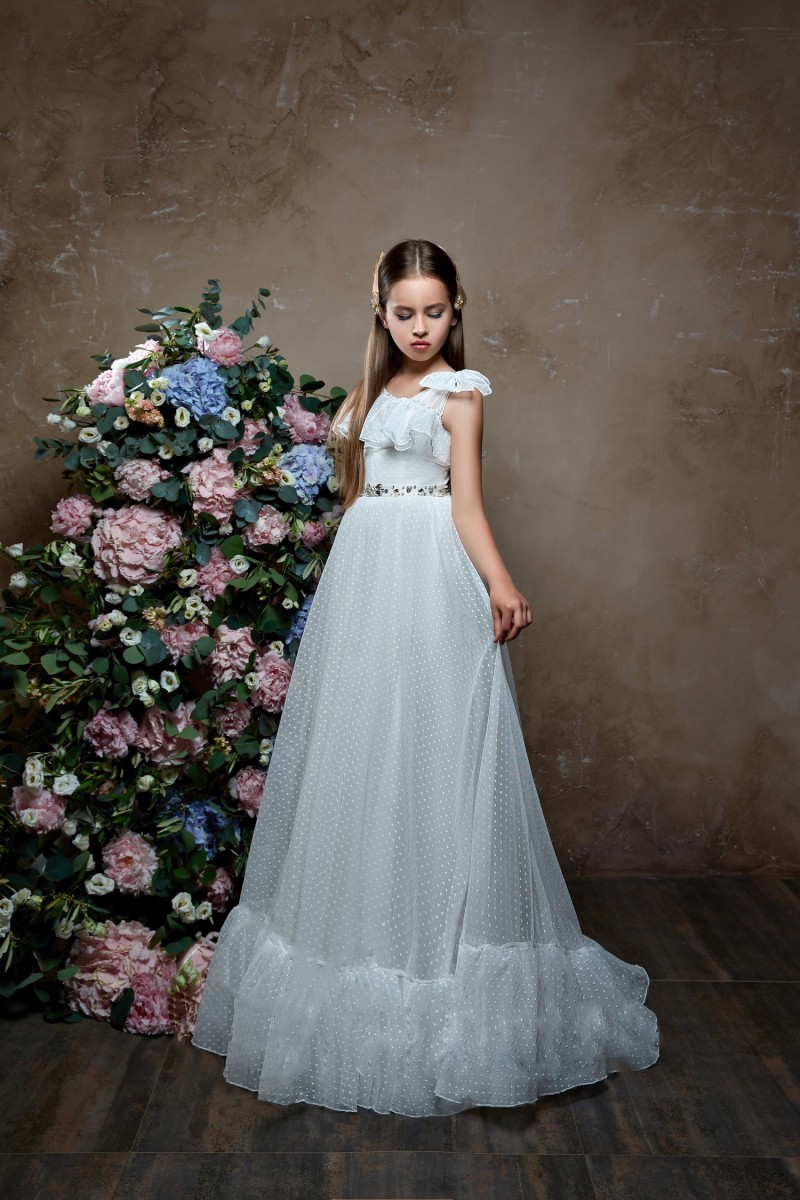 pentelei bohemian flower girl dresses for weddings beads a line little kids baby gowns custom made tulle communion dress