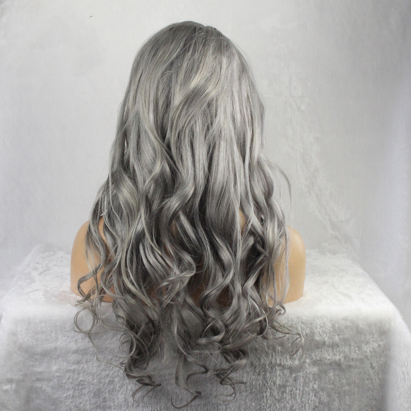 Grey Color Lace Front Human Hair Wigs Virgin Brazilian Remy Hair Wavy Lace Frontal Wig Glueless With Pre Plucked